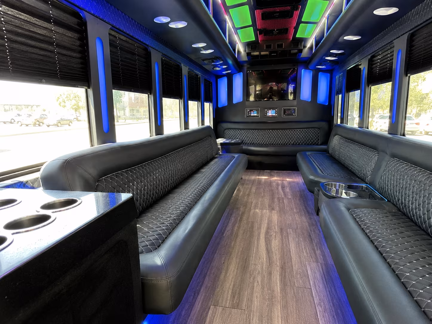 lancaster 15 passenger party bus inside