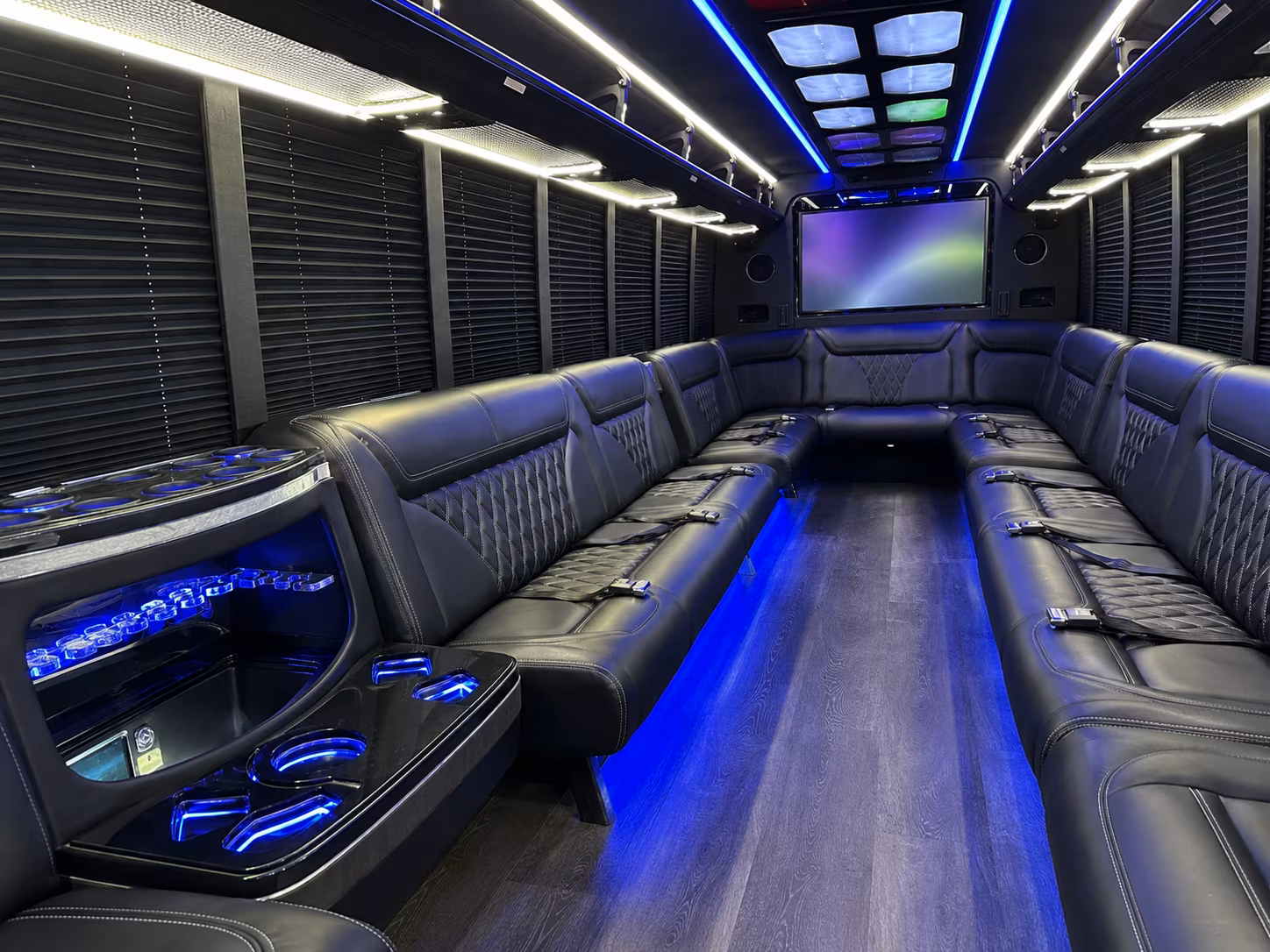 lancaster 20 passenger party bus inside
