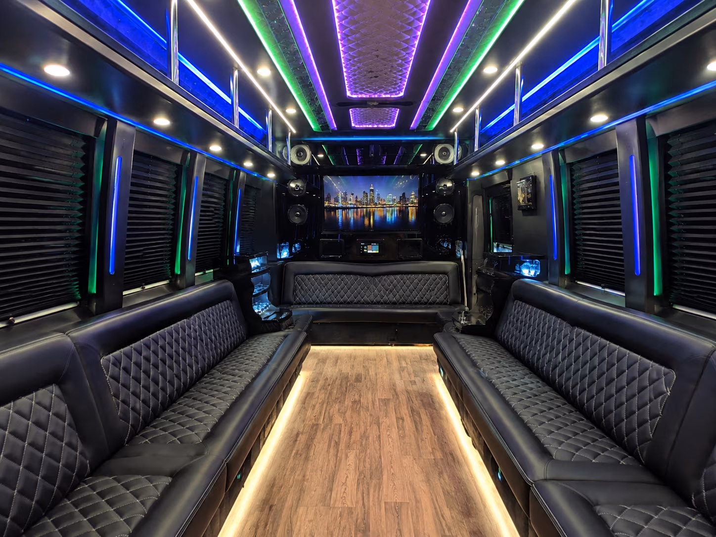lancaster 25 passenger party bus interior