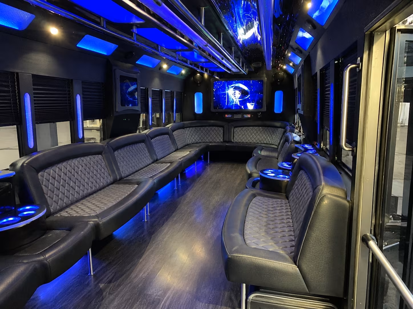 lancaster 28 passenger party bus interior