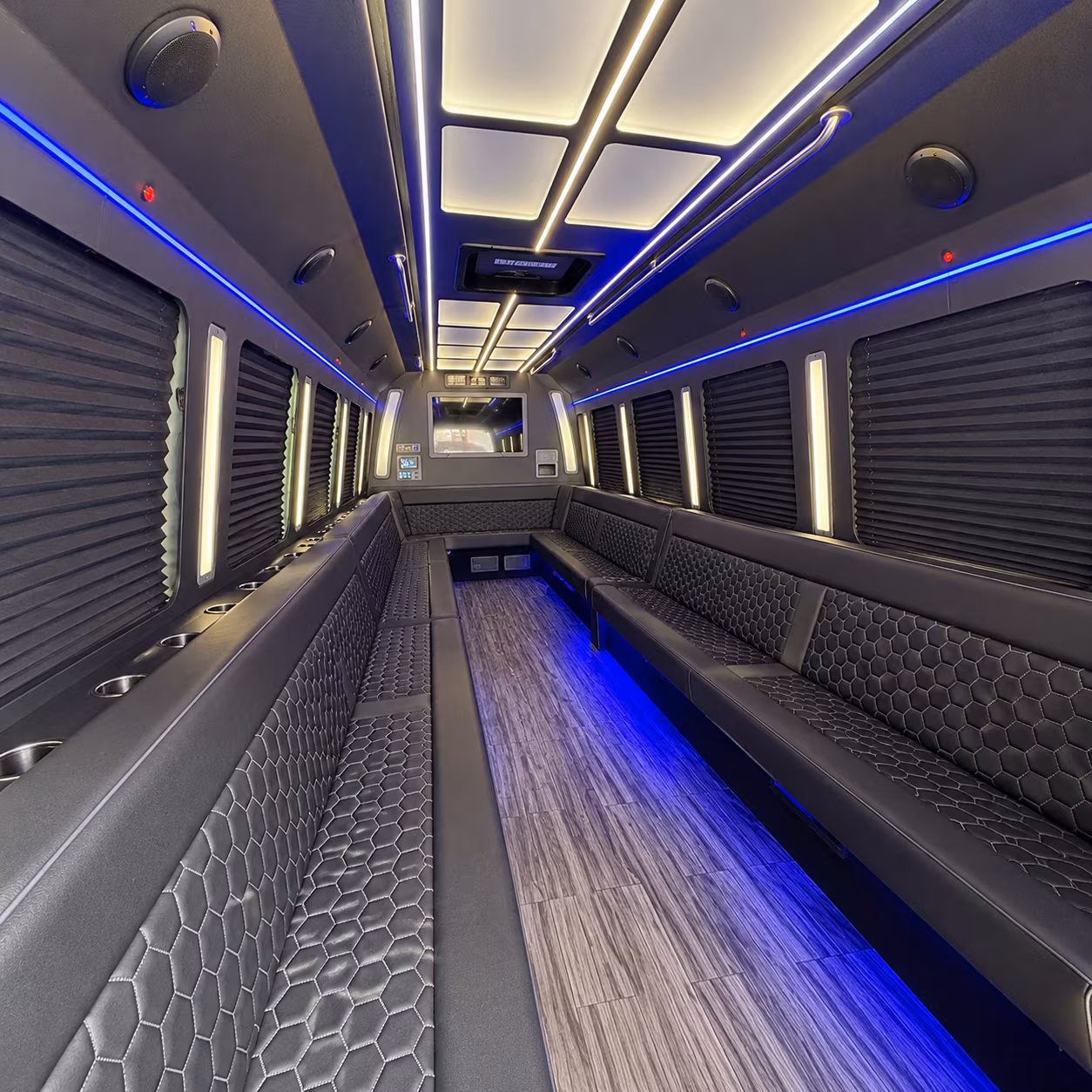lancaster 30 passenger party bus interior