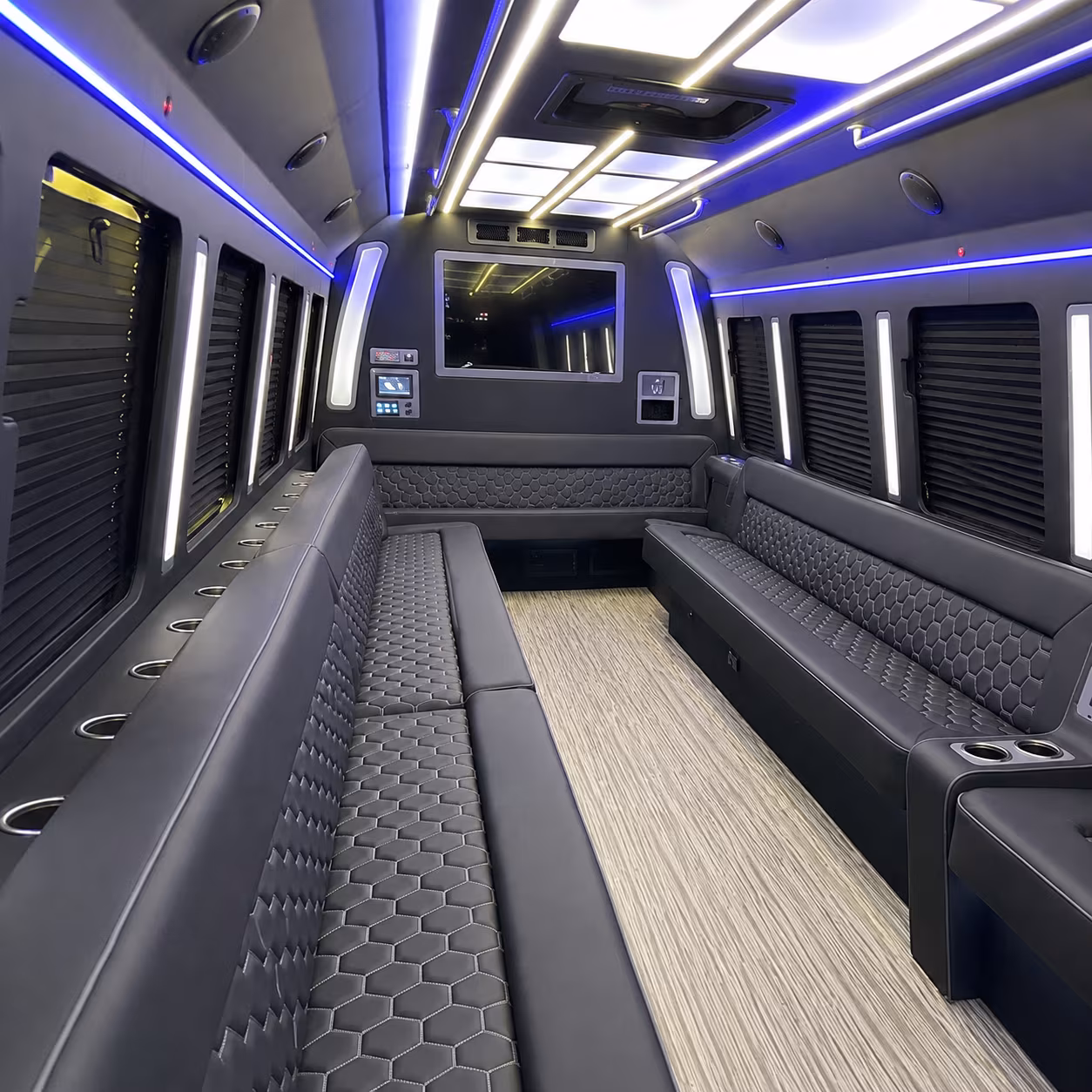 lancaster 40 passenger party bus inside