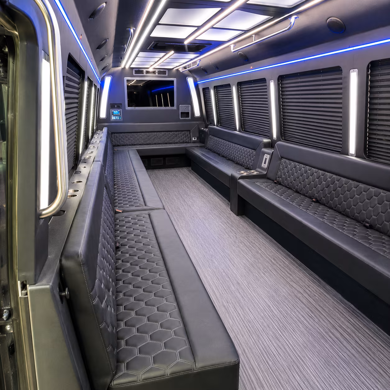 lancaster 40 passenger party bus interior