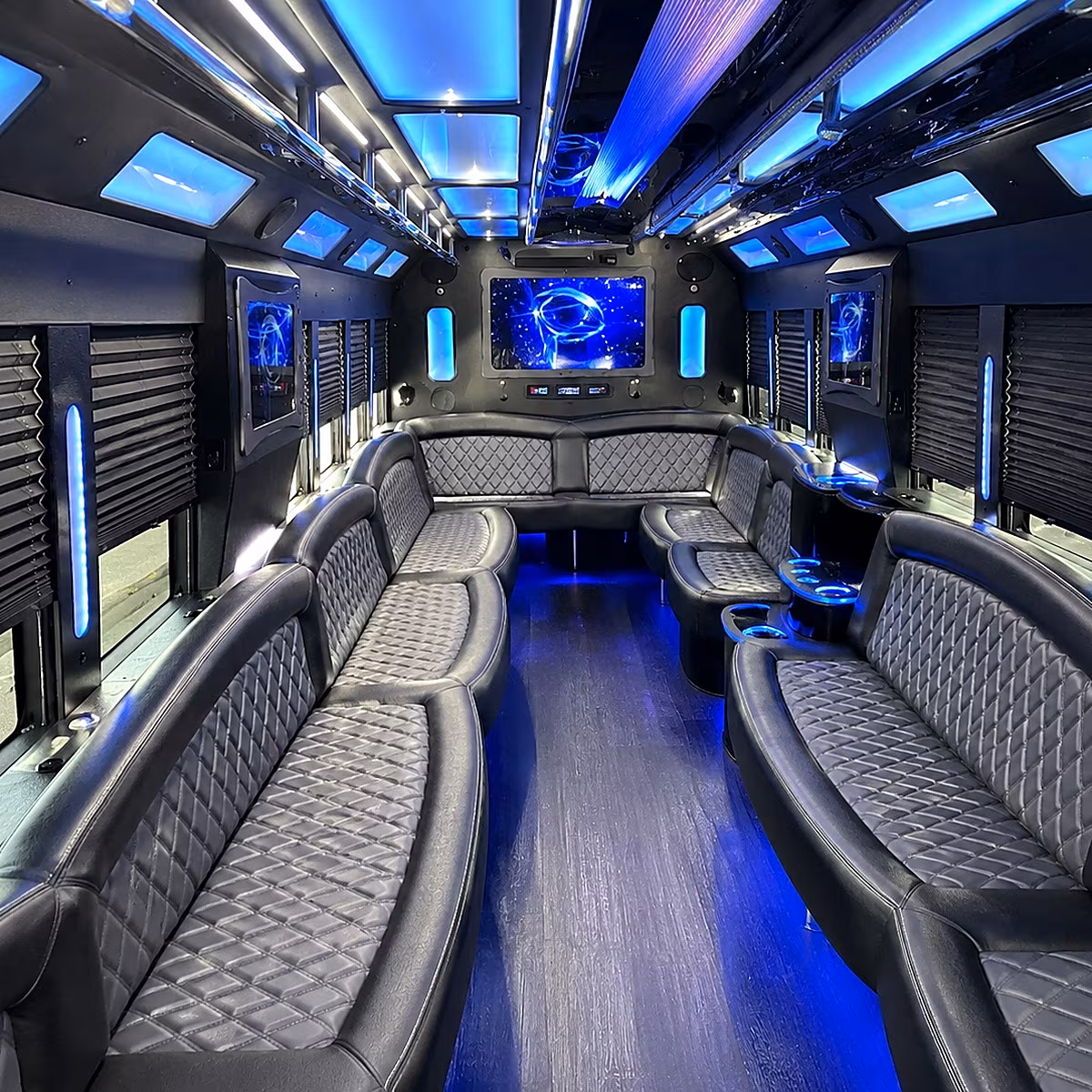 lancaster 50 passenger party bus interior